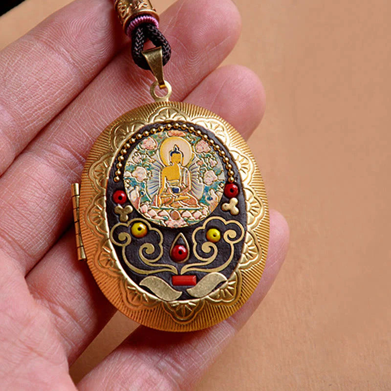 Buddha Stones Copper Kwan Yin Avalokitesvara Zakiram Wealth Pendant Necklace
