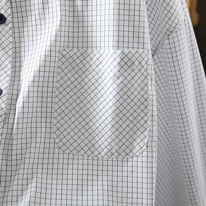 Buddha Stones Plaid Contrasting Buttons Down Long Sleeve Women's Cotton Shirt
