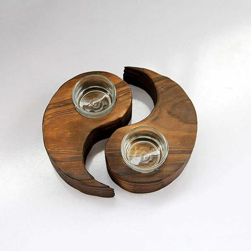 Buddha Stones Yin Yang Wood Candle Holder Meditation Rituals Use Items (Extra 35% Off | USE CODE: FS35)
