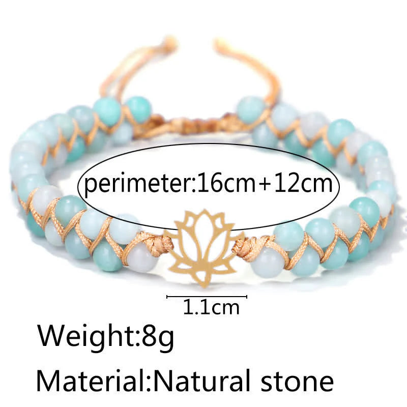 Buddha Stones Amazonite Beads Lotus Flower Balance Weave Bracelet (Extra 30% Off | USE CODE: FS30)