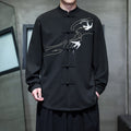 Buddha Stones Frog-Button Swallow Embroidery Stand Collar Long Sleeve Tang Suit Men's Shirt