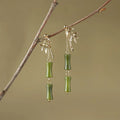 Buddha Stones 925 Sterling Silver Posts Copper Plated Gold Natural Peridot Bamboo Leaf Drop Earrings