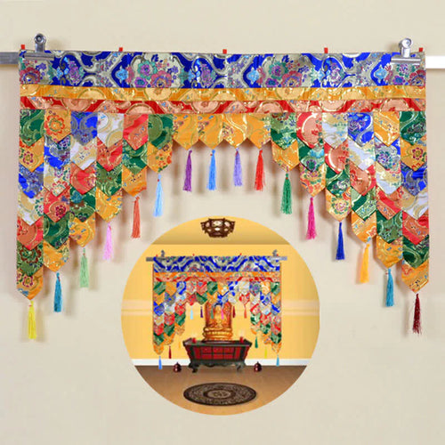 Buddha Stones Tibetan Five Colors Hanging Curtain Prayer Altar Healing Meditation Curtain