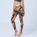 Buddha Stones Yellow Butterfly Print Exercise Leggings Women's Yoga Pants