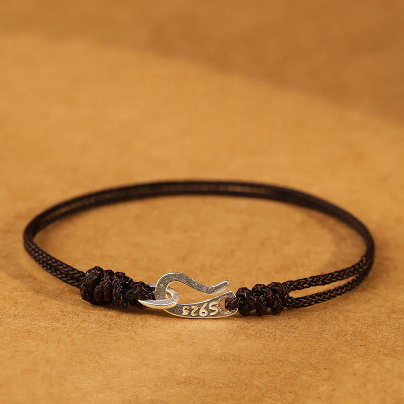 Buddha Stones 925 Sterling Silver Hook Design Red String Strength Colorful Bracelet