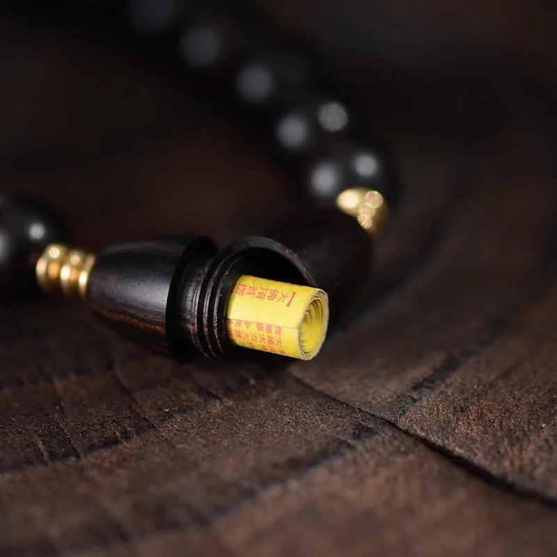 Buddha Stones Ebony Beads With Sutra Scroll Blessing Protection Bracelet