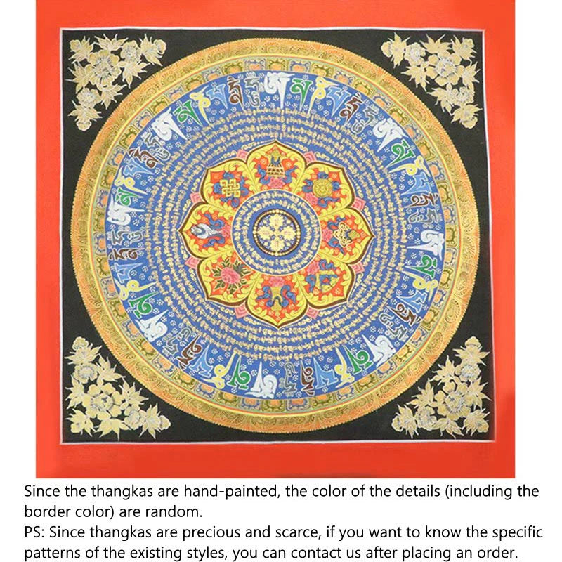 Buddha Stones Tibetan Thangka Painting Om Mani Padme Hum Dragon Phoenix Scripture Handmade Decoration(Random Style)