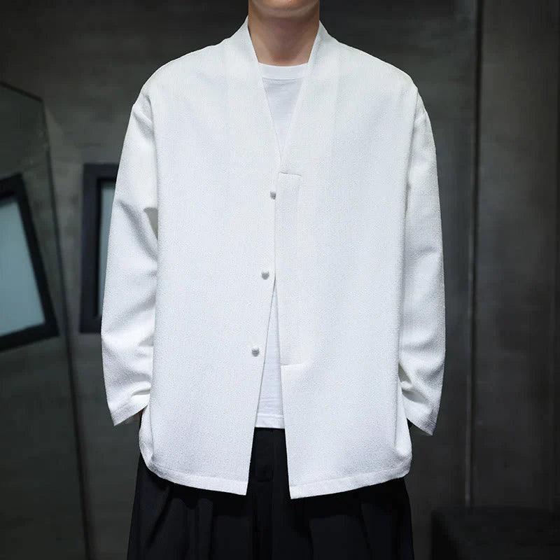 Buddha Stones Spring Fall Solid Color Long Sleeve Men's Jacket