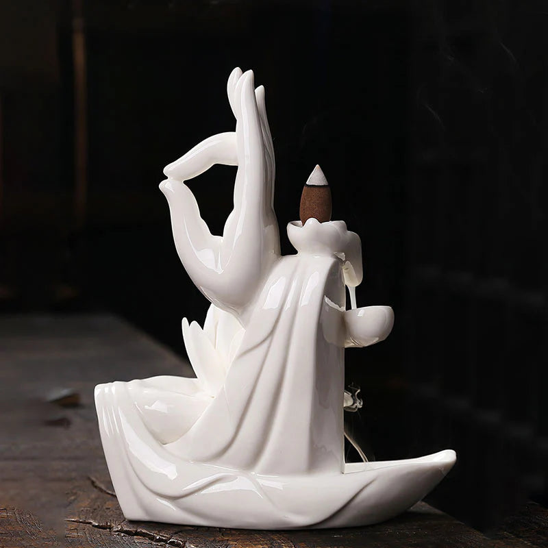 Buddha StonesTibetan Lotus Blessing Incense Burner Decoration (Extra 30% Off | USE CODE: FS30)