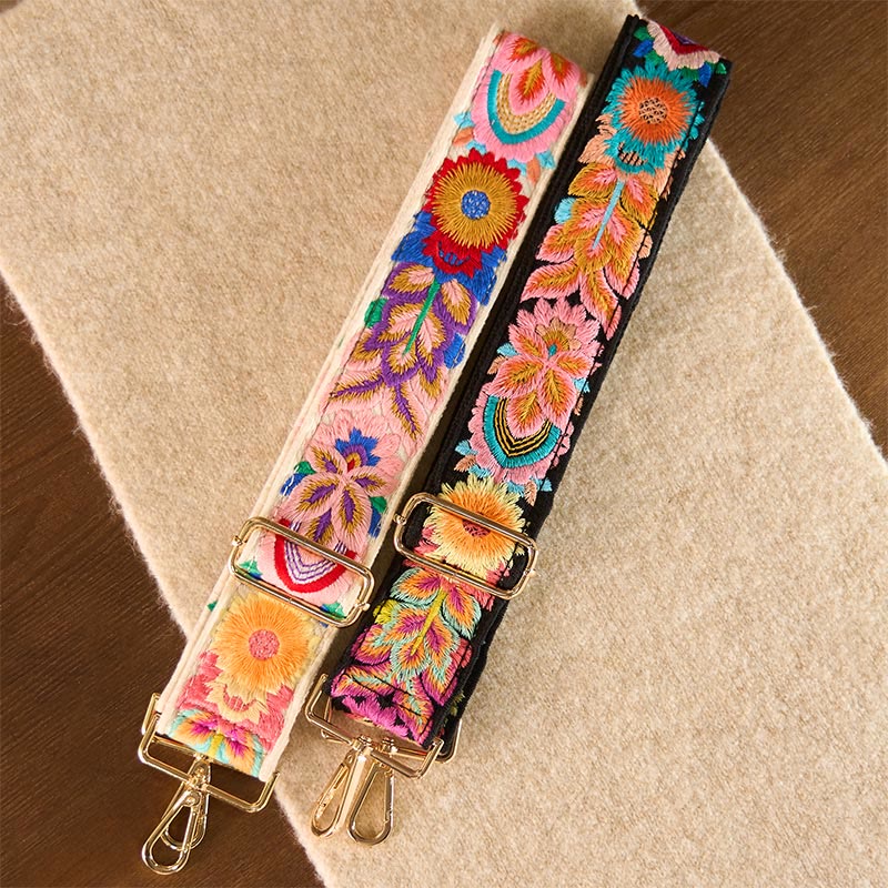 Buddha Stones Multicolor Sunflower Embroidery Adjustable Handbags Crossbody Shoulder Bag Straps