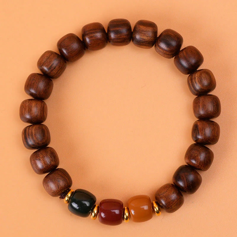 Buddha Stones Ebony Wood Rosewood Peace Balance Bracelet