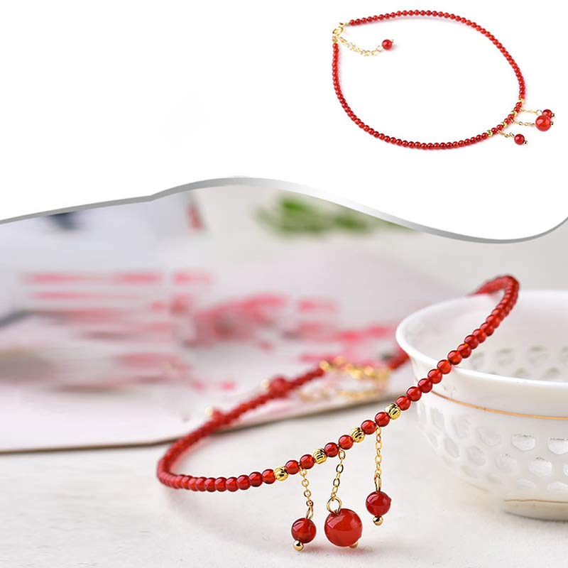 Buddha Stones Red Agate Confidence Calm Anklet
