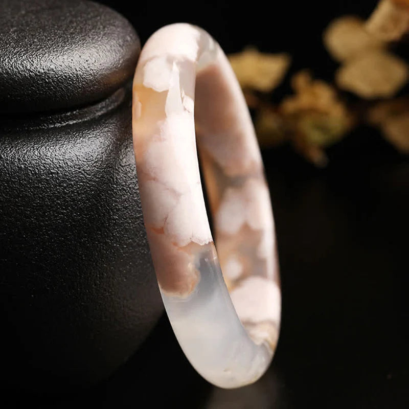 Natural Sakura Agate Peace Bracelet Bangle