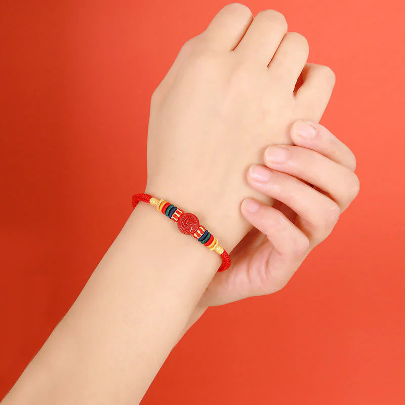 Buddha Stones Year of the Dragon 925 Sterling Silver Chinese Zodiac Cinnabar Auspicious Matches Blessing Bracelet (Extra 35% Off | USE CODE: FS35)