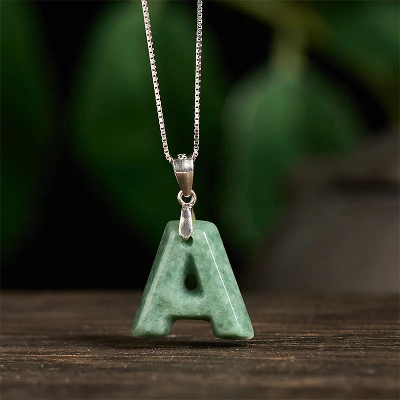 Buddha Stones May You Find Your Own Meaning Natural A-Z Letter Jade Titanium Steel Chain Necklace Includes Gift Message Card