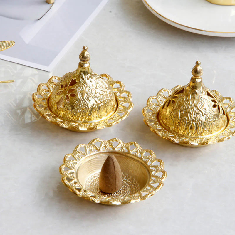 Buddha Stones Tibetan Gold Mini Meditation Incense Burner
