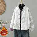 Buddha Stones Women's Purple Flower Leaves Frog-Button Design Long Sleeve Thermal Jacket