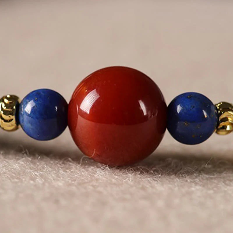 Buddha Stones Small Lazurite Agate Ultra-thin Beads Positive Bracelet