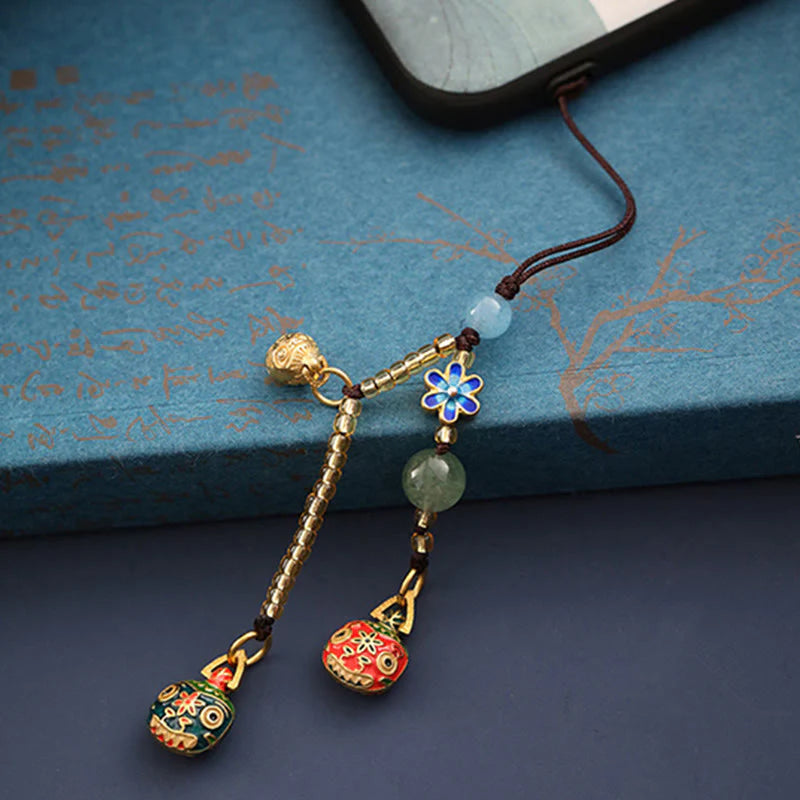 Buddha Stones Gold Swallowing Beast Family Luck Key Chain