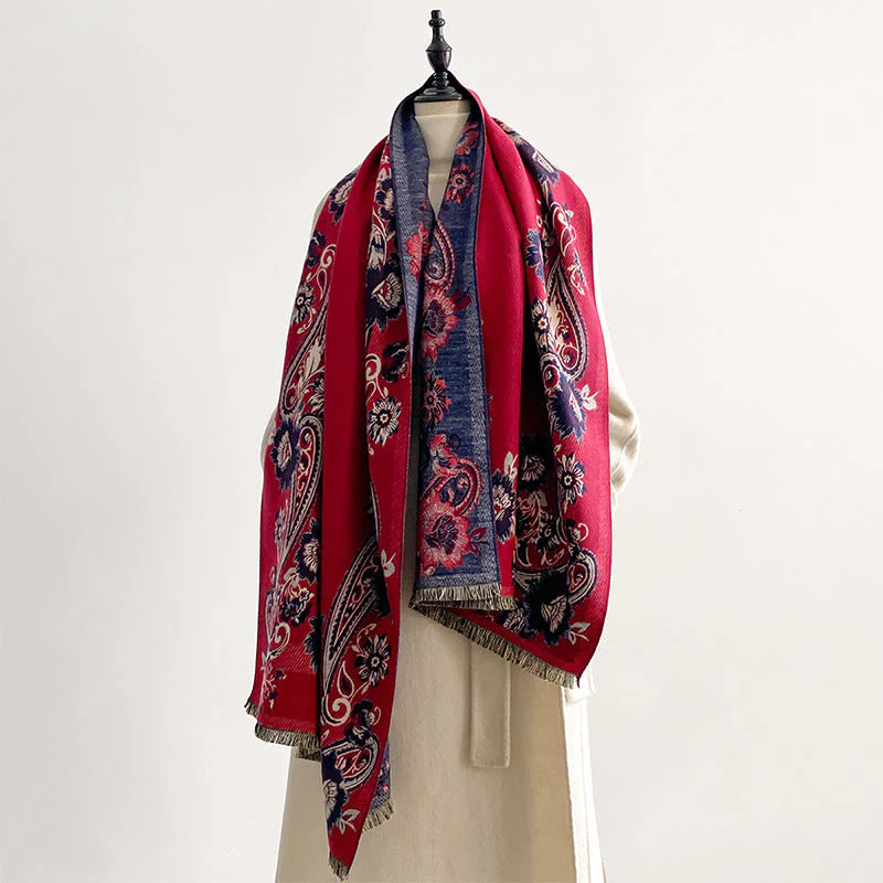 Buddha Stones Fall Cashew Flower Vines Pattern Warm Cozy Scarf Shawl
