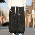 Buddha Stones Black Jacquard Drawstring Elastic Cuff Men's Harem Pants With Pockets
