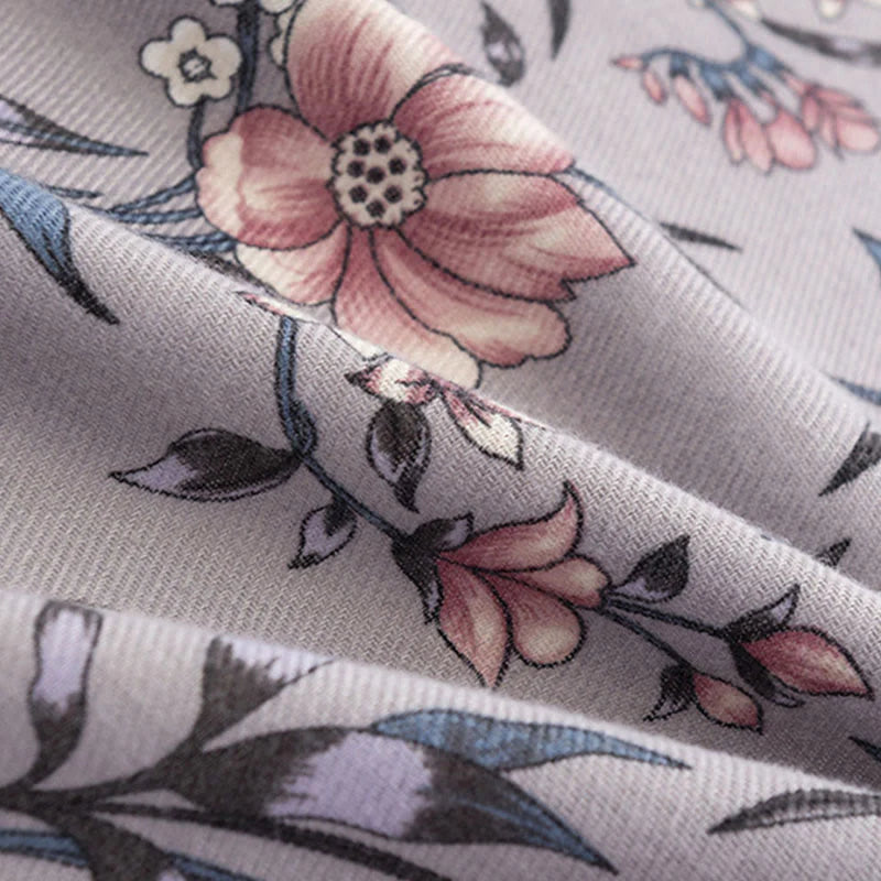Buddha Stones Tibetan Shawl Retro Blooming Camellia Japonica Print Fall Winter Soft Warm Scarf Wrap