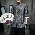Buddha Stones Summer Cashew Flowers Pattern Men's Frog-Button Half Sleeve Shirts