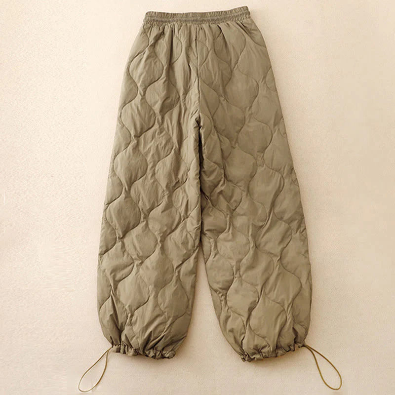 Buddha Stones Winter Curved Lines Warm Women's Ankle-length Pants With Pockets