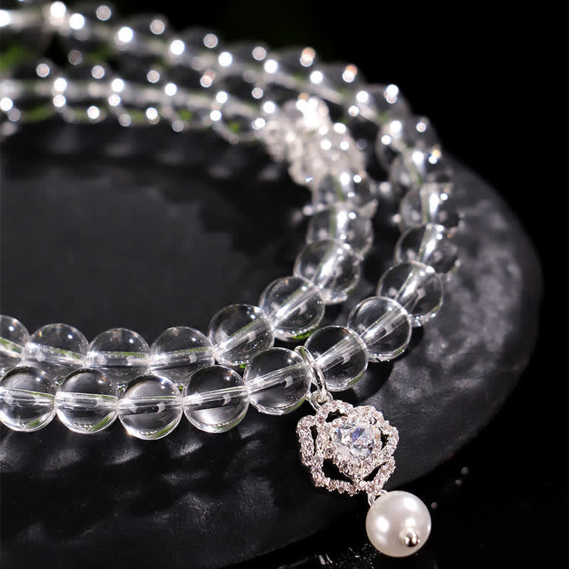 Buddha Stones Natural Clear Quartz Pearl Clarity Bracelet