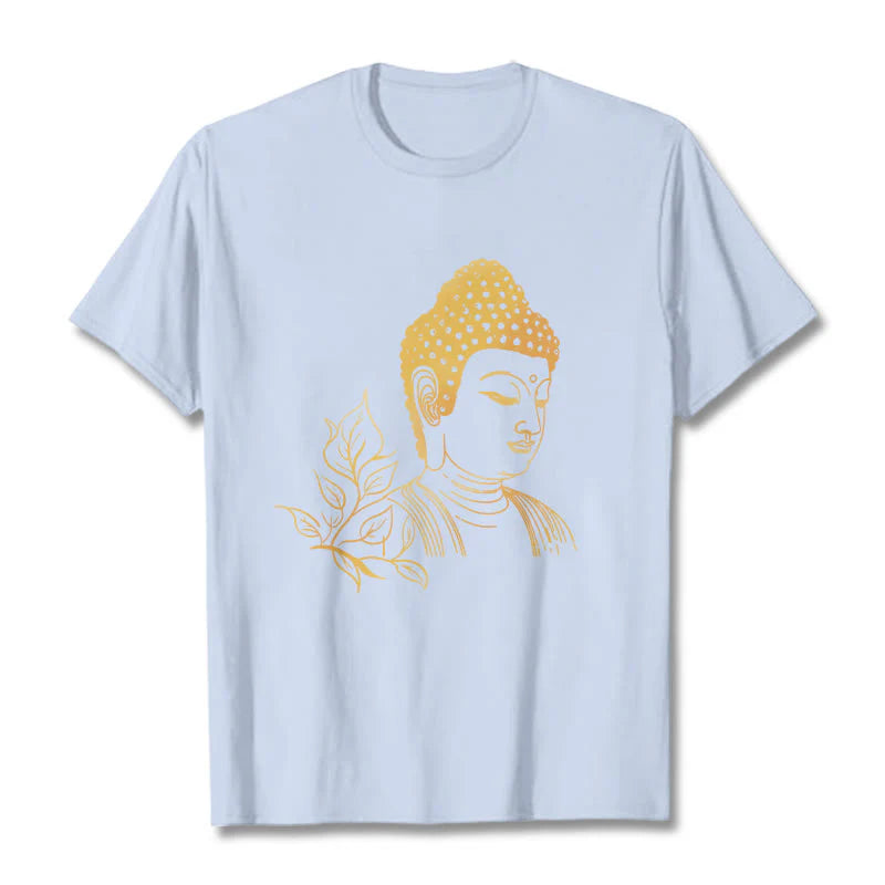 Buddha Stones Golden Leaves Meditation Buddha Tee T-shirt