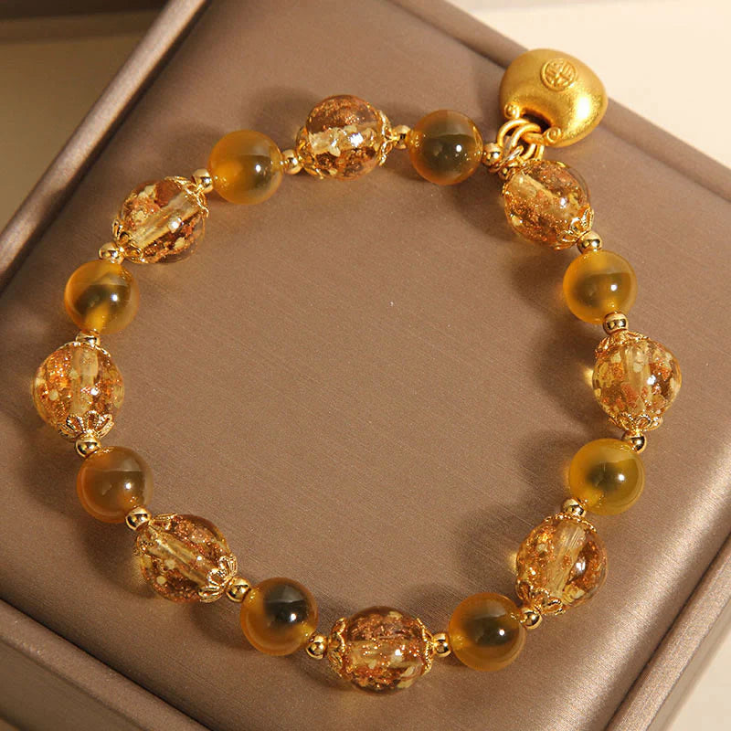 FREE Today: Healing Strength Yellow Candy Agate Fu Character Blessing Bag Bracelet