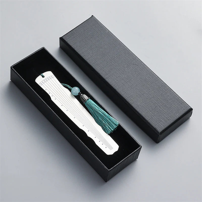 Buddha Stones Classical Musical Instruments Pipa Guzheng Guqin Ruan Metal Bookmarks Tassel With Gift Box