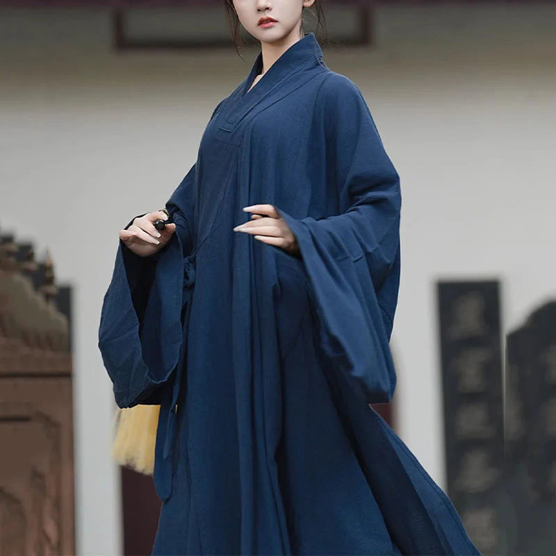 Buddha Stones Fall Winter Wudang Traditional Tai Chi Martial Arts Ceremony Linen Long Sleeve Unisex Taoist Long Robe