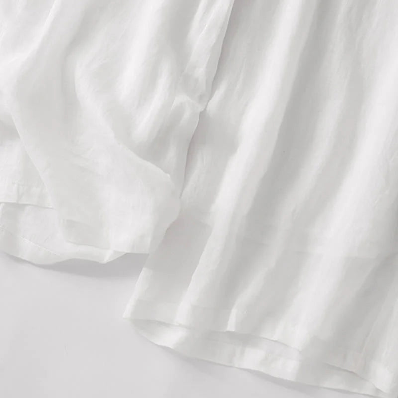 Buddha Stones Summer Embroidery Double Layer Cotton Linen Women's Wide Leg Pants With Pockets
