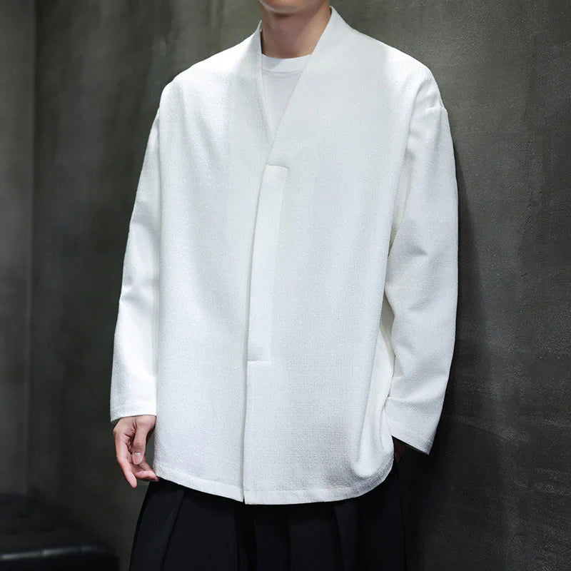Buddha Stones Spring Fall Solid Color Long Sleeve Men's Jacket
