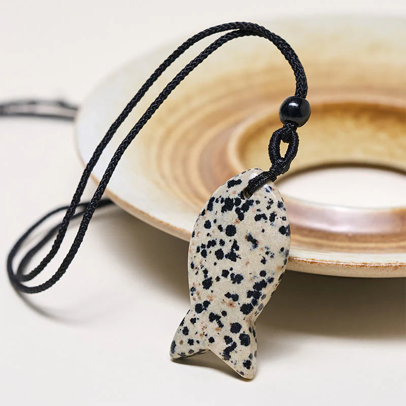 Buddha Stones Koi Fish Pink Crystal Indian Agate Amethyst Topaz Red Jasper Success Warmth Necklace Pendant