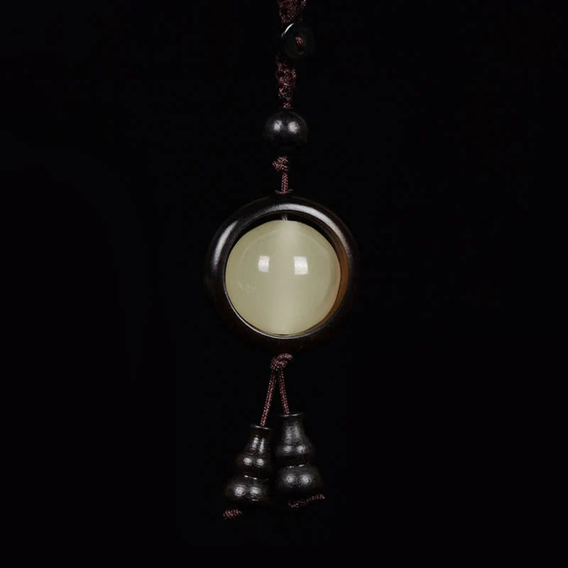 Buddha Stones Red Sandalwood Ebony Wood Green Sandalwood Luminous Lucky Bead Gourd Peace Key Chain