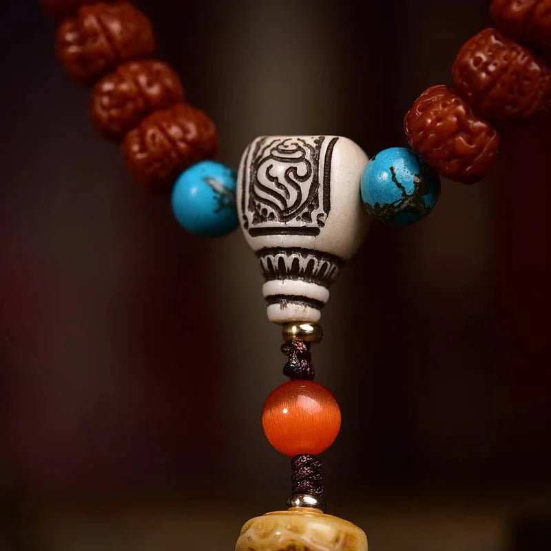 Buddha Stones 108 Beads Rudraksha Bodhi Seed Wealth Tassel Mala