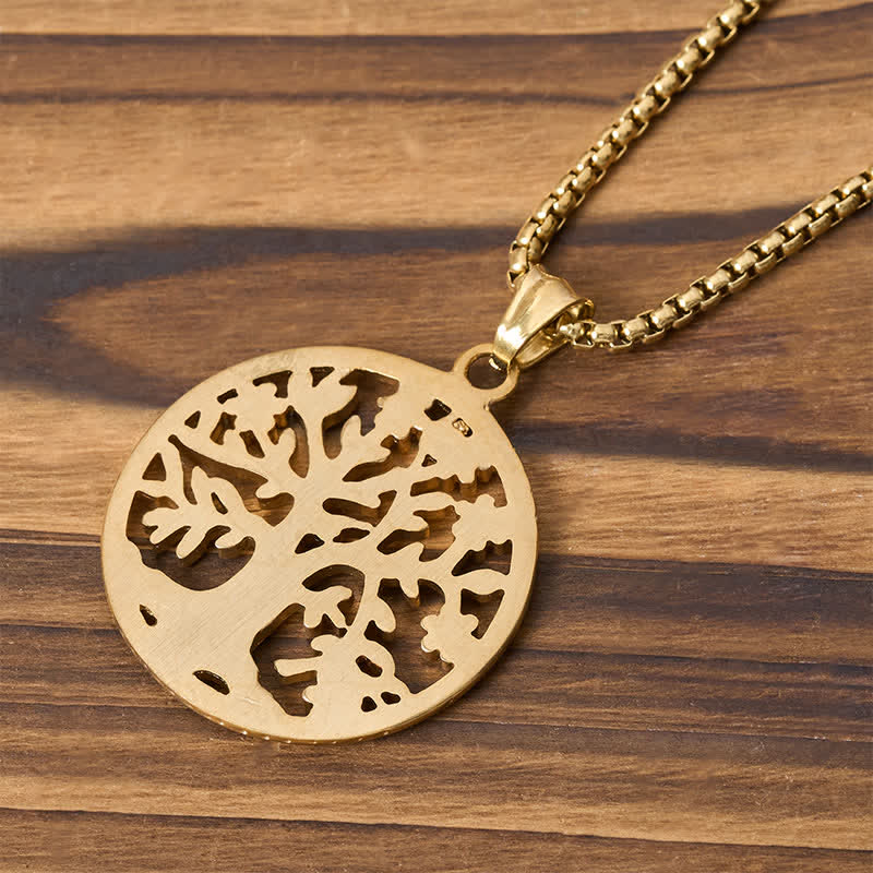 Buddha Stones The Tree Of Life Titanium Steel Creation Necklace Pendant
