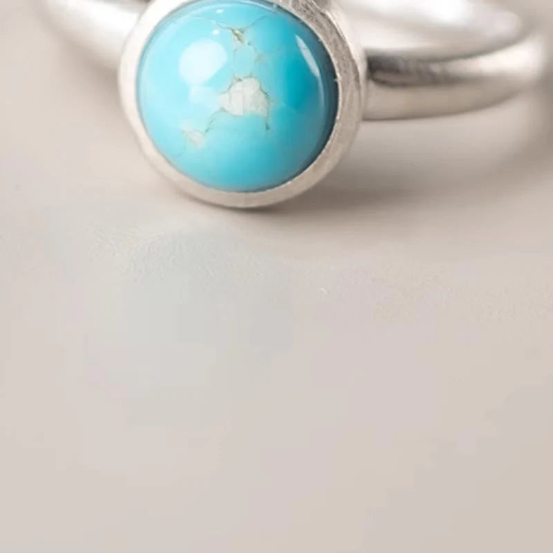 Buddha Stones Natural 925 Sterling Silver Lazurite TurquoiseÂ Adjustable Balance Ring