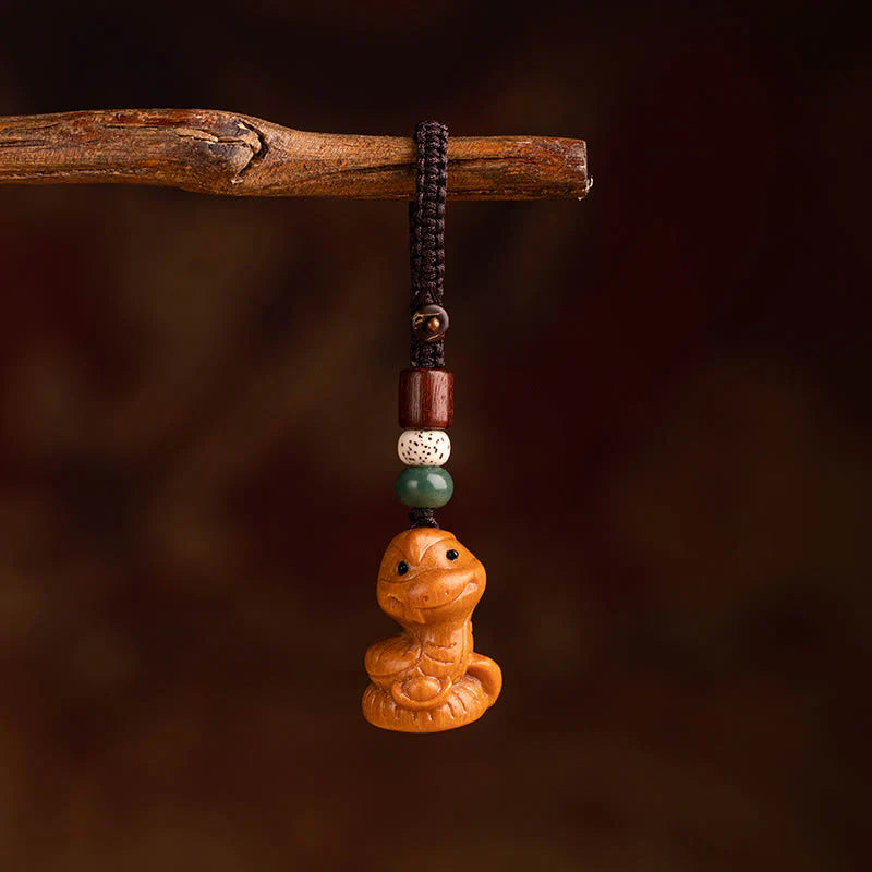 Buddha Stones Year Of The Horse Red Sandalwood Star Moon Bodhi Seed Blessing Key Chain
