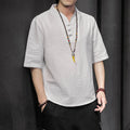 Buddha Stones Casual Summer Half Sleeve Shirt Cotton Men Clothing