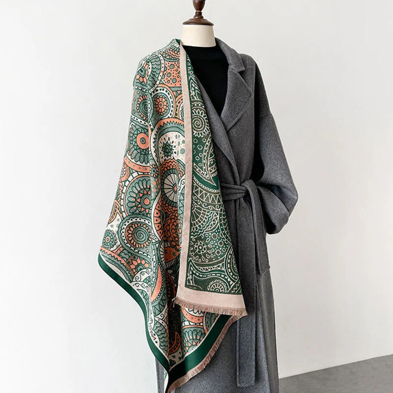 Buddha Stones Winter Ethnic Style Paisley Geometry Pattern Tassels Soft Scarf Shawl