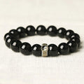 Buddha Stones Black Obsidian Yin Yang Nine-Character Mantra Fulfilment Bracelet