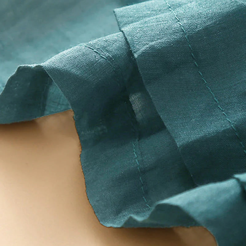Buddha Stones Plain Lace Up Elastic Waist Women's Skirt With Pockets