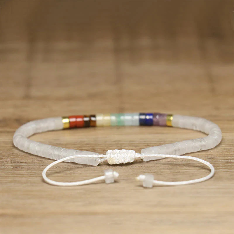 Buddha Stones Natural White Crystal Black Onyx Clarity Spacer Bead Bracelet