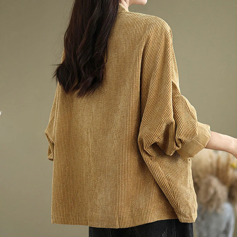 Buddha Stones Frog-button Stand Collar Women's Corduroy Jacket