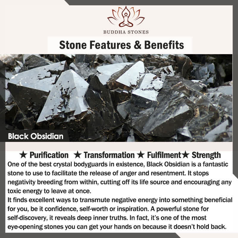 Buddha Stones Year of the Horse Natural Black Obsidian Strength Necklace Pendant