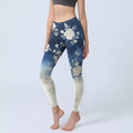 Buddha Stones Elegant Refined Flower Pattern Print Gym Leggings Women's Yoga Pants