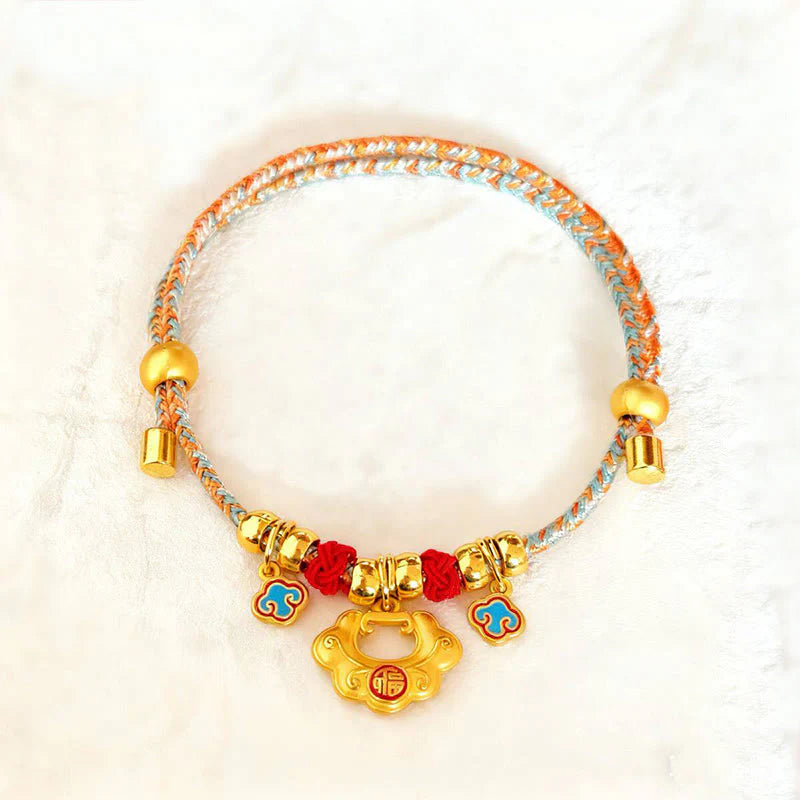 Buddha Stones Colorful String Bead Plaited Fu Character Protection Adjustable Cats Dogs Pet Collar